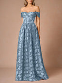 Elegant Drape Neck Floral A-Line Maxi Dress