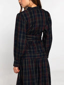 Retro Plaid Print Tie-belt Shirt
