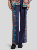 Elegant Retro Paisley Print Straight-leg Pants