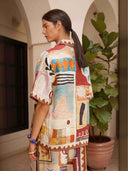 Exquisite Art Floral Print Wide-Leg Pants