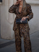 Fashion Leopard Print High-Waisted Wide-Leg Pants