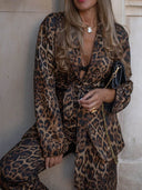 Fashion Leopard Print High-Waisted Wide-Leg Pants