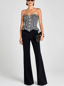Retro Tweed Strapless Corset Top