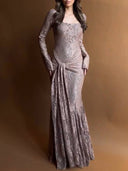Lace Scarf Design Maxi Dress