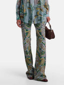 Exquisite Ethnic Print High-Waist Slim Straight Pants