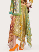 Retro Paisley Print Satin Skirt Two-Piece Set