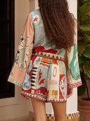 Unique Painted Print Long-sleeved Shorts Two-piece Set