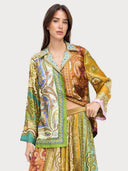 Retro Paisley Print Satin Irregular Skirt