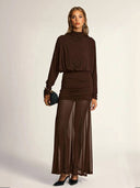 Fake two-piece hip-wrapped Tulle Splicing Maxi Dress