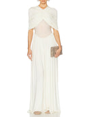 Elegant V-neck Pleated Maxi Dress