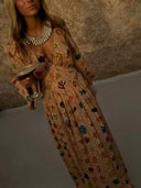 Exquisite Chiffon Shell Print Maxi Dress