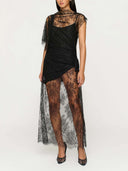 Elegant Lace Irregular Sleeve Maxi Dress