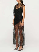 Elegant Lace Irregular Sleeve Maxi Dress