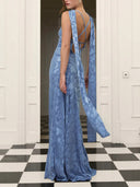 Elegant Satin Jacquard Maxi Dress