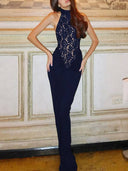 Off Shoulder Lace Splicing Design Maxi Dress