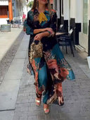 Elegant Satin Floral Print Long Shirt