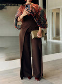 Elegant High-neck Cutout Abstract Print Bodysuit