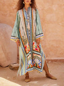 Unique Floral Print Kaftan Maxi Dress