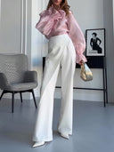 Elegant Retro Lace-up Slightly Transparent Long-sleeved Shirt