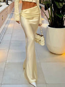 Elegant Satin Pleated High-Waist Skirt
