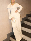 Vintage Lapel Shirt And Wide Leg Pants Set