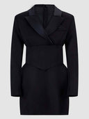 Elegant Long Sleeve Belted Mini Blazer Dress