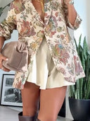 Elegant High-Waisted Pleated Cream Shorts