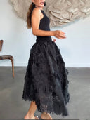 Exquisite Lace Embroidered Sleeveless Midi Dress