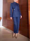 Fashionable High Waist Pocketed Straight Leg Pencil Pants