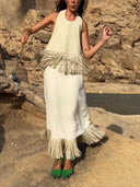 Elegant Backless Tassel Sleeveless Top