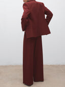 Elegant Red High-waisted Wide-leg Pants