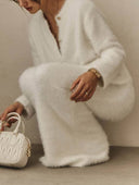 Elegant Knitted Cardigan And Skirt Suit