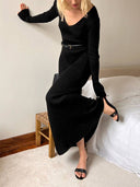 Minimalist Long Sleeve Knitted Maxi Dress