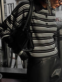 Knitted Striped Polo Shirt