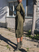 Elegant One-Shoulder Ruched Satin Long-Sleeve Blouse