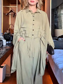 Elegant Draped Button-Down Loose Shirt