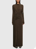 Unique Asymmetric Pleated Long-sleeved Maxi Dress