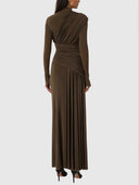 Unique Asymmetric Pleated Long-sleeved Maxi Dress