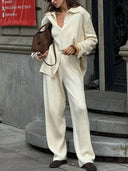 Lapel Long-sleeved Knitted Suit