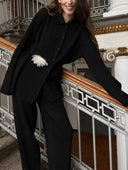 Lapel Long-sleeved Knitted Suit