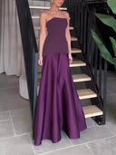 Elegant Satin One-Shoulder A-Line Maxi Dress