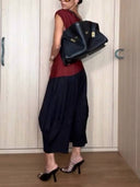 Off-shoulder Irregular Hem Shirt And Wide-leg Pants Suit