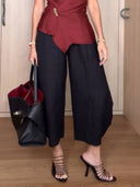 Off-shoulder Irregular Hem Shirt And Wide-leg Pants Suit