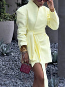 Elegant Belted Patch Pocket Blazer