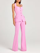 Exquisite Metal Cross Snap Button Sweetheart Neckline Tank Top