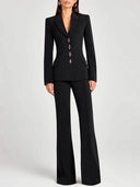 Fashion Casual Long-Sleeve Button Detailing Blazer