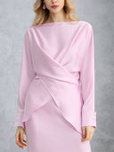 Elegant Asymmetrical Satin Long-sleeved Shirt