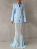 Elegant Asymmetric Concealed Button Blazer