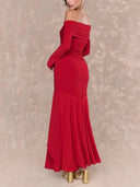 Off-shoulder Irregular Hem Maxi Dress