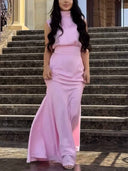 High Waist Fishtail Scarf Maxi Dress